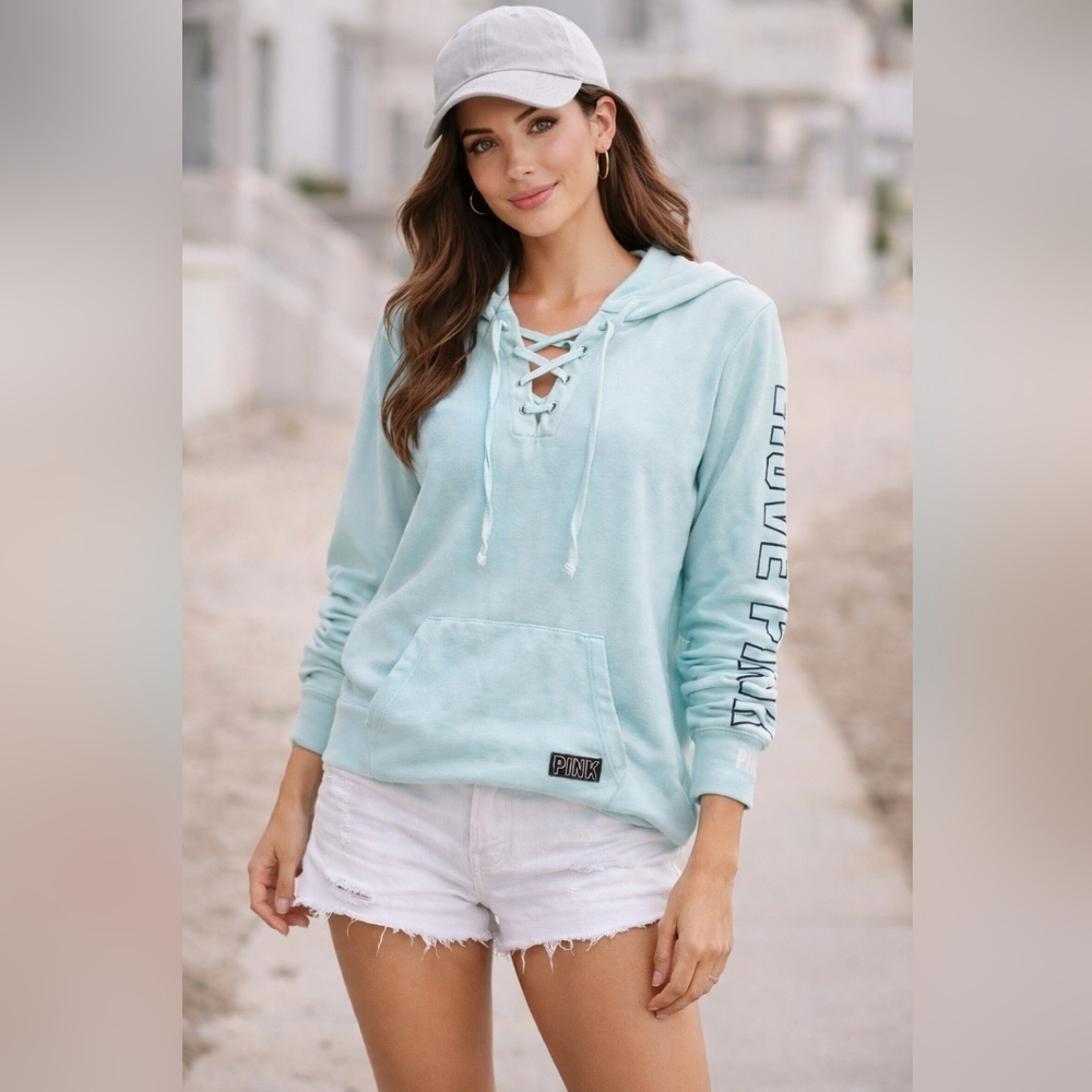 PINK Victoria’s Secret Lace-Up Hoodie Medium